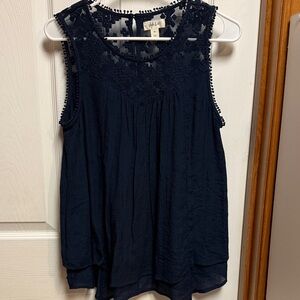 Style & Co. Navy Sleeveless Blouse